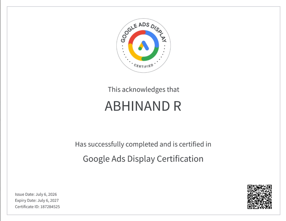 Google ads display certified digital marketing consultant in sharjah