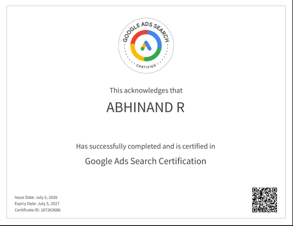 Google ads search certified digital marketing consultant in sharjah