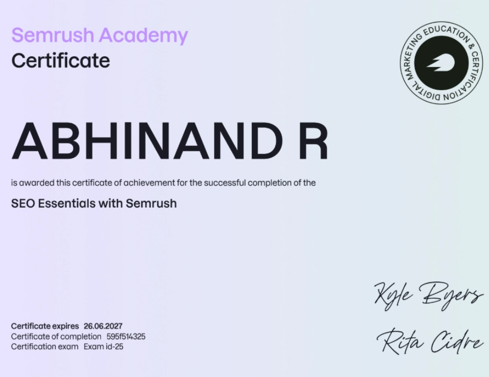 Semrush seo certified digital marketing consultant in sharjah
